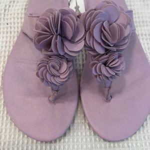 Lavender flat sandals with floral detail